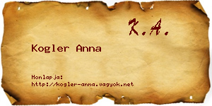 Kogler Anna névjegykártya